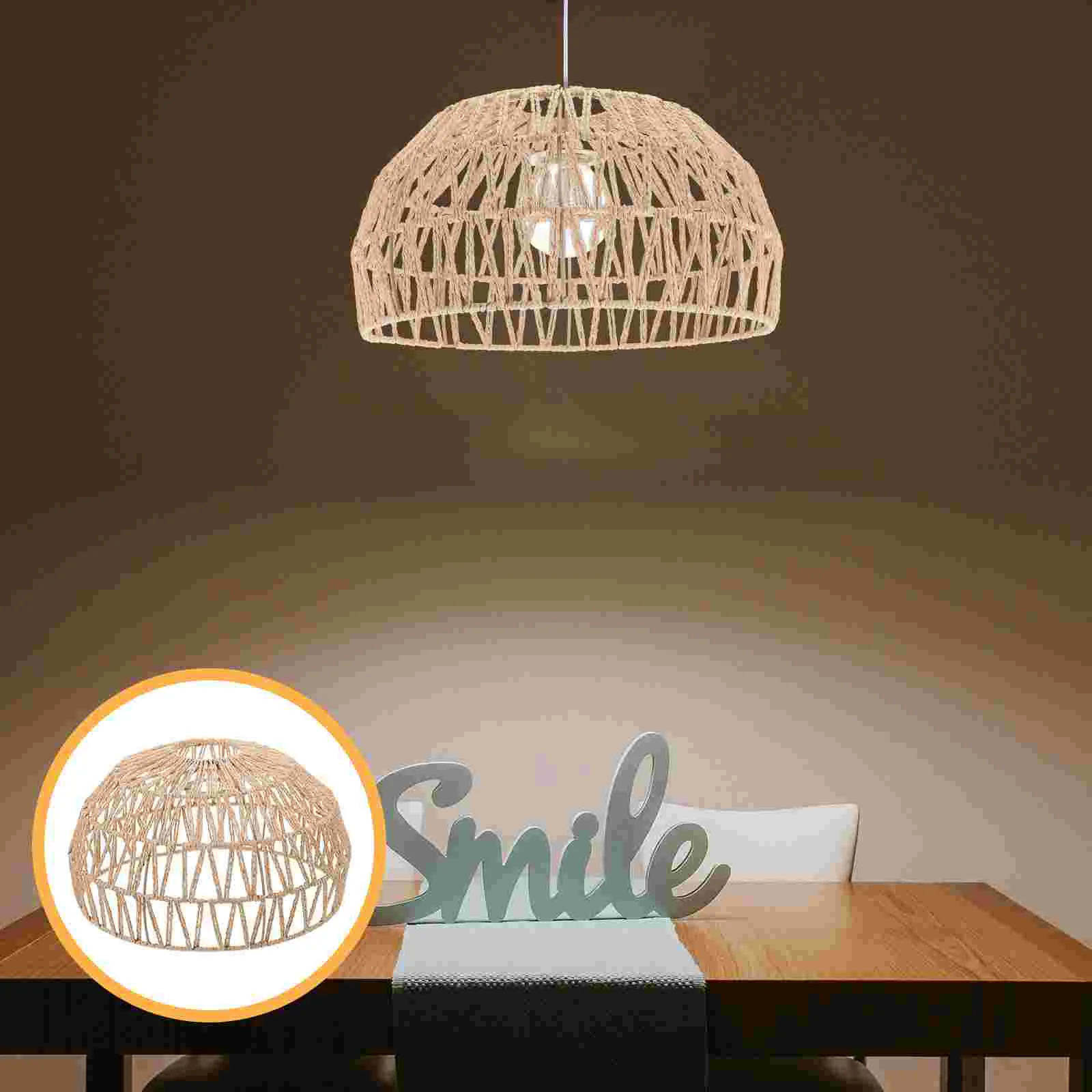 

Imitation Rattan Paper Rope Lampshade Lamp Shade Small Bohemia Weaving Twine Supply Shades for Wall Accessories Desk