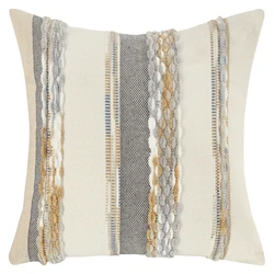 Boho Striped Chenille Throw Pillow Cover (18x18 Inch) - Decorative Square Cushion Cover - 450mm*450mm (Other)