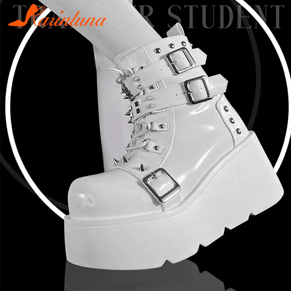 

Punk Gothic Style Platform Mary Jean Shoes New Fashion Brand 2023 Spring Summer Round Toe Buckle Sandals Boot Party Role Play