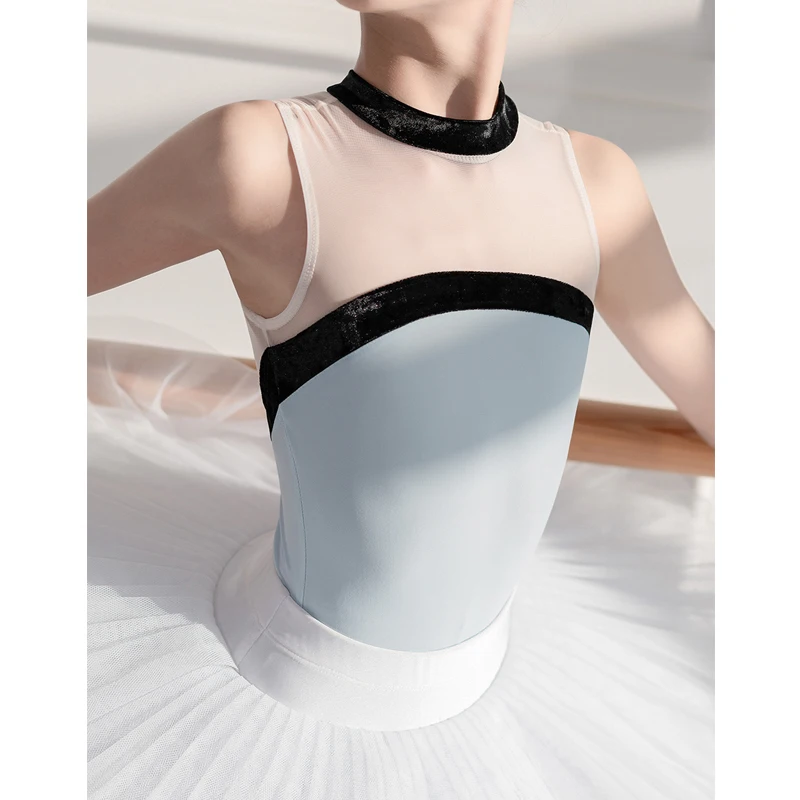 

Ballet Leotard for Girls Practice Suits Splicing Mesh Gymnastics Leotard Adult Ballerina Stage Professional Costumes