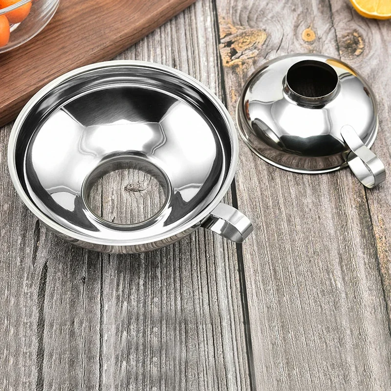Stainless Steel Wide Mouth Funnel Canning Funnel Cup Jam Salad Dressing Hopper Filter For Jar Canned Filteroil Wine Water Spices