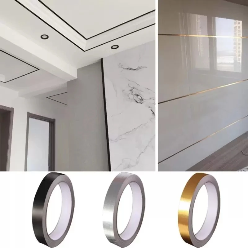 50M Gold black Self-Adhesive Tile Stickers Tape Floor Waterproof Wall Gap Sealing Strip Tile Beauty Seam Sticker Home Decoratio