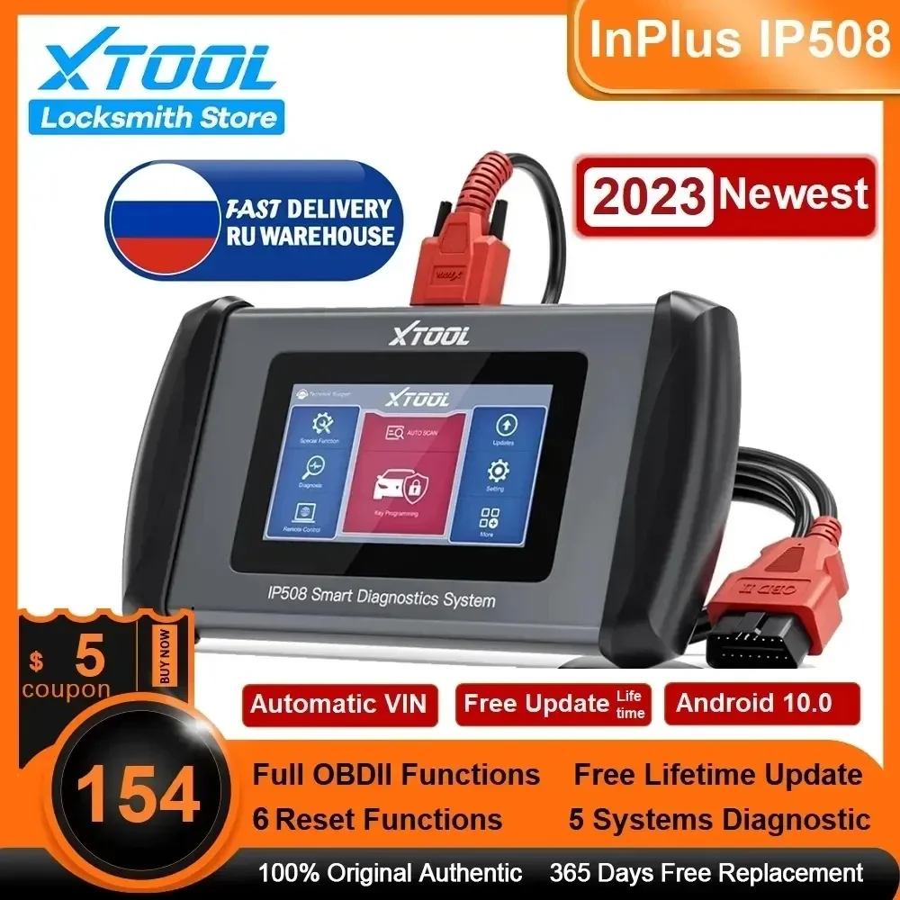 

XTOOL InPlus IP508 5 System Diagnostic OBD2 Car ABS SRS AT Engine Scanners with EPB Oil 5 Reset Auto VIN Online Free Update