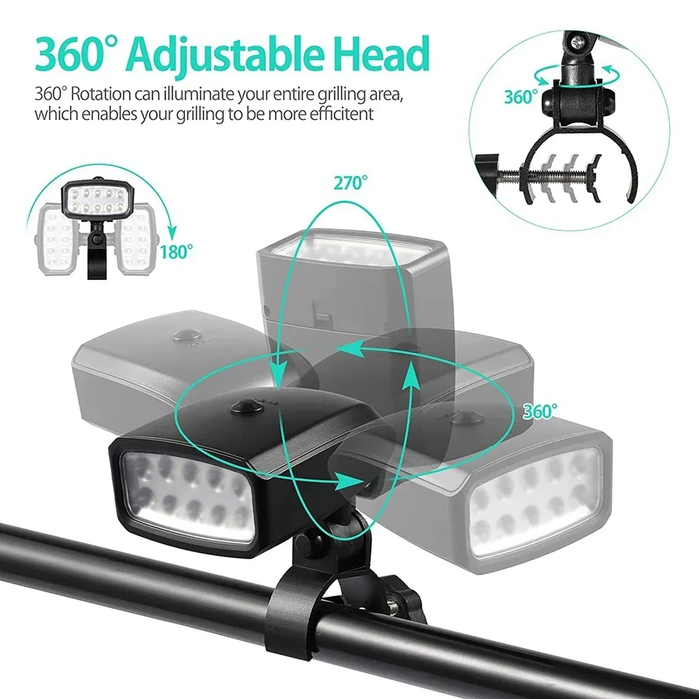 Outdoor Grill Lights Portable BBQ Lights 360 Rotatable 10 Super Bright LED Clamp Mount Fits Grill Handle