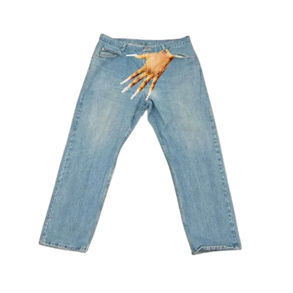 Man Jeans Cargo Pants Y2k for Men Hand Printed Clothing Baggy Fashion Classic Denim Trousers Male New Korean Washed Fashion 3