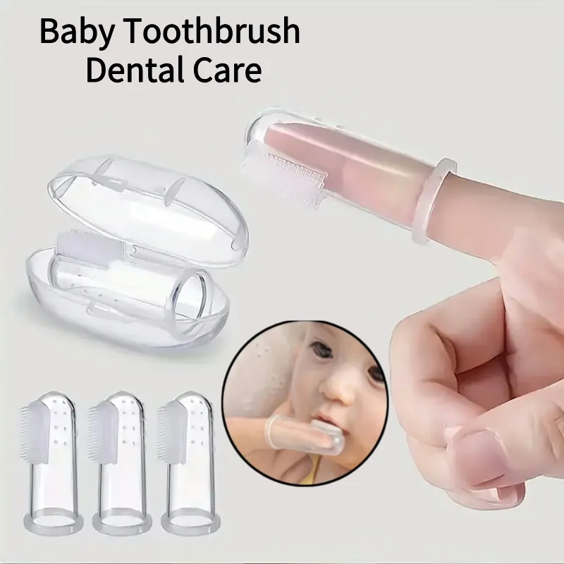 Baby Toothbrush Dental Care Kids Silicone Clear Finger Brush Teether Massage Soft With Box Infant Boys Girls Teething Cleaner