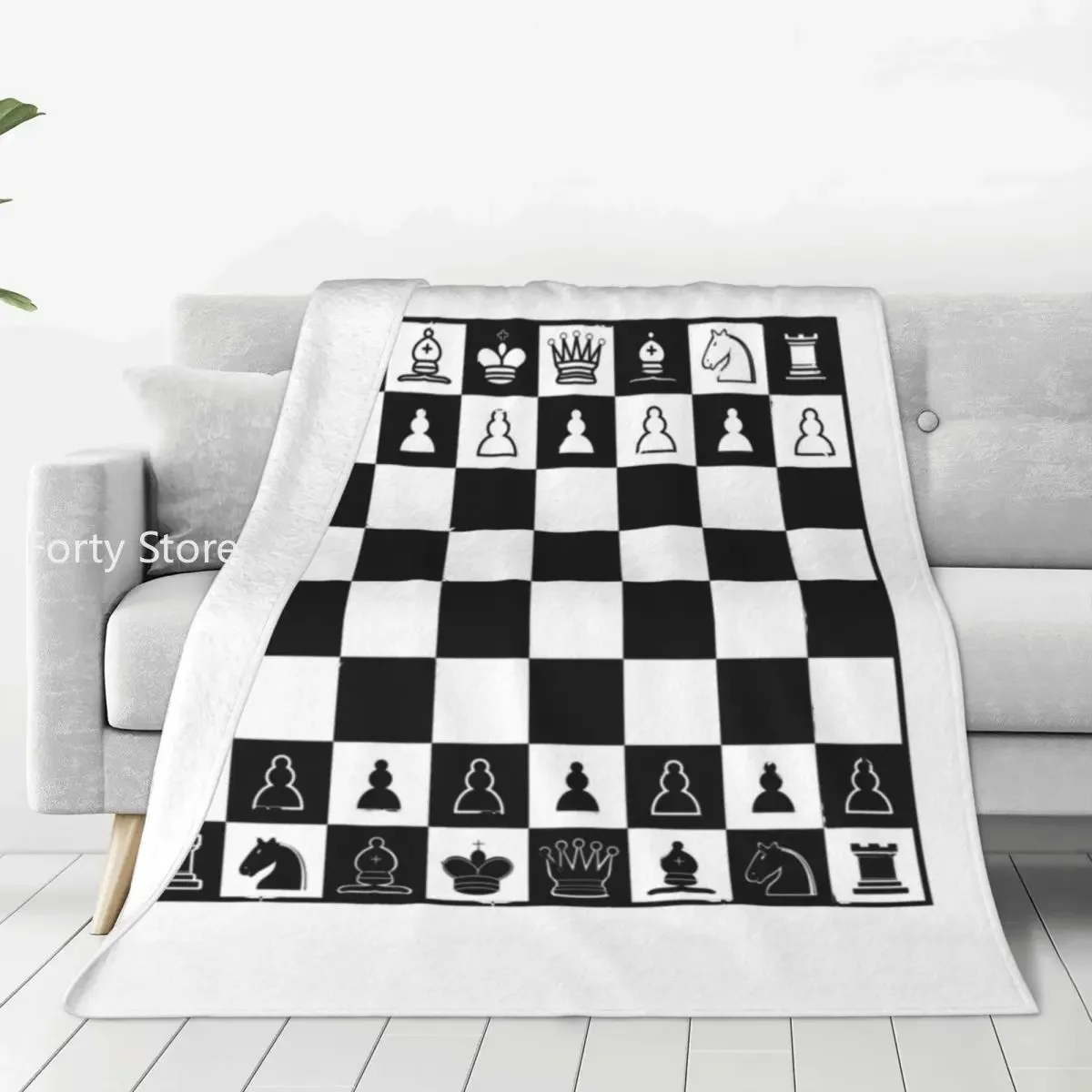 

Chess Board Warm Soft Blankets Chess Match Game Camping Throw Blanket Winter Graphic Custom DIY Flannel Bedspread Sofa Bed Cover