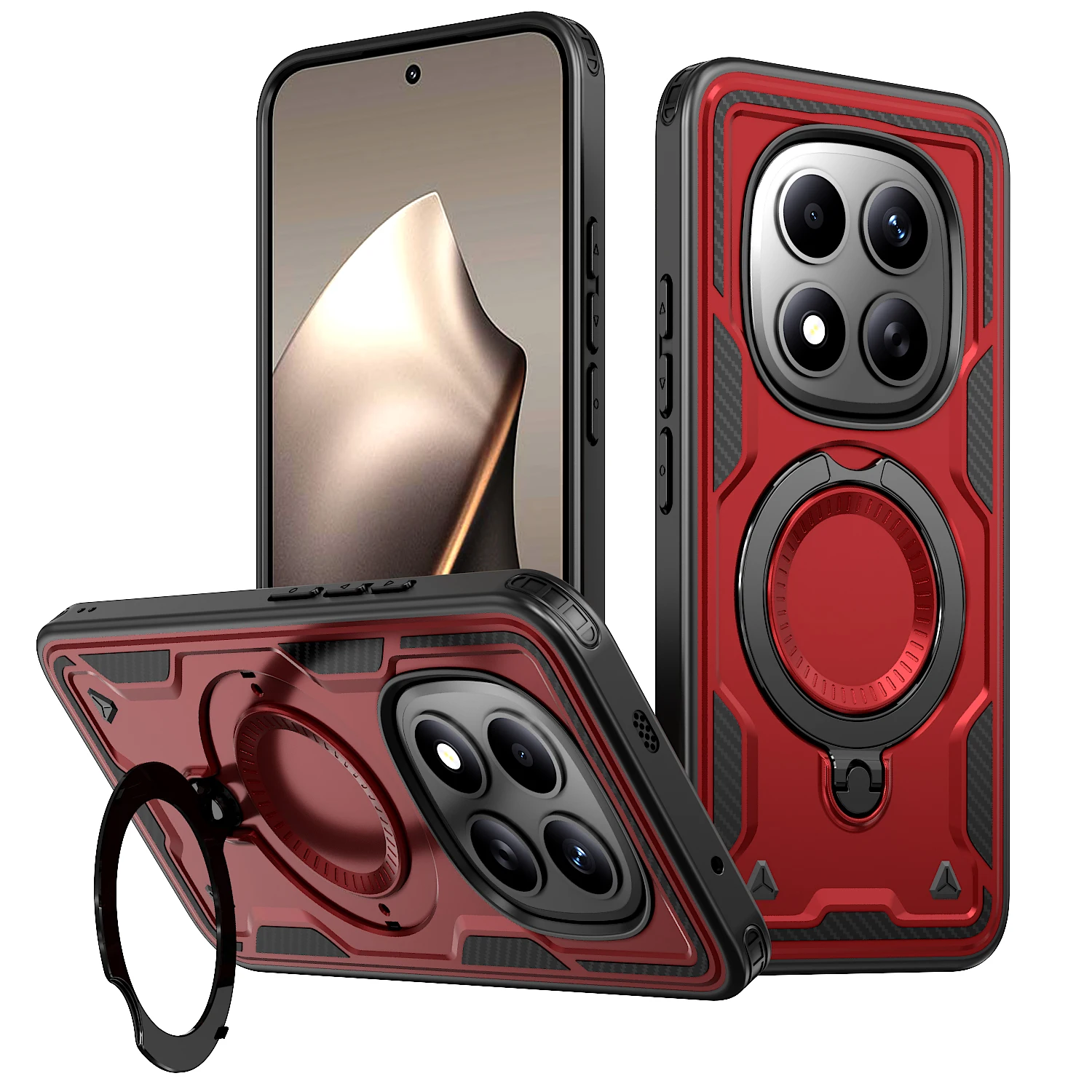 Enhanced Armor Magnetic Case with Wireless Charging Stand - Shockproof Protection Cover