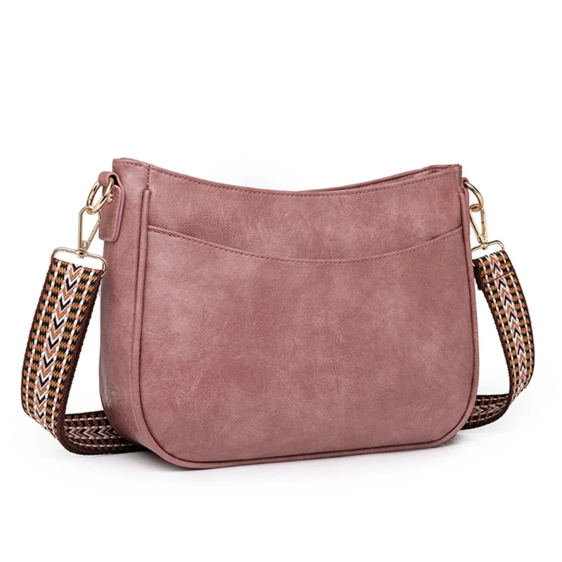 Women Modern Bag PU Leather Handbag Wide Strap Shoulder Crossbody Bag Carry Bag E74B