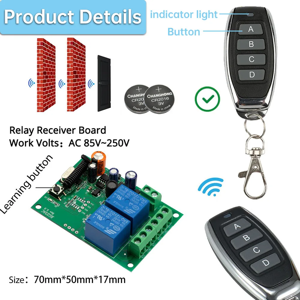 MOM-RC - Wireless Momentary Remote Control Switch 12vdc