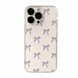 Elegant Purple Bow Shockproof Transparent Phone Case - iPhone 12 Mini (-1)