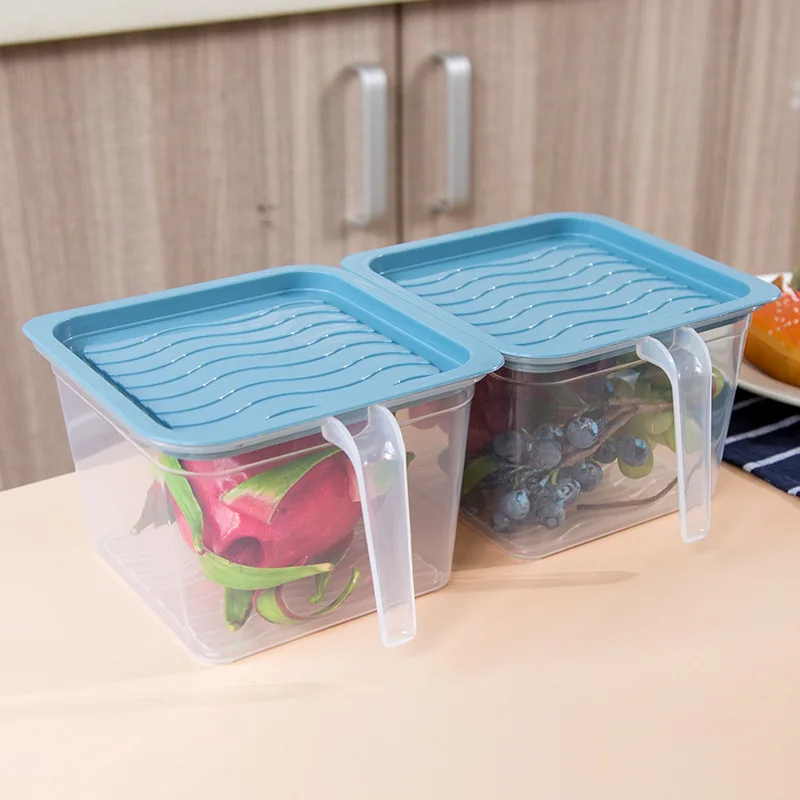 Large-capacity Kitchen Refrigerator Storage Box with Lid Handle Plastic  Sealed Fresh-keeping Box Food Storage Containers