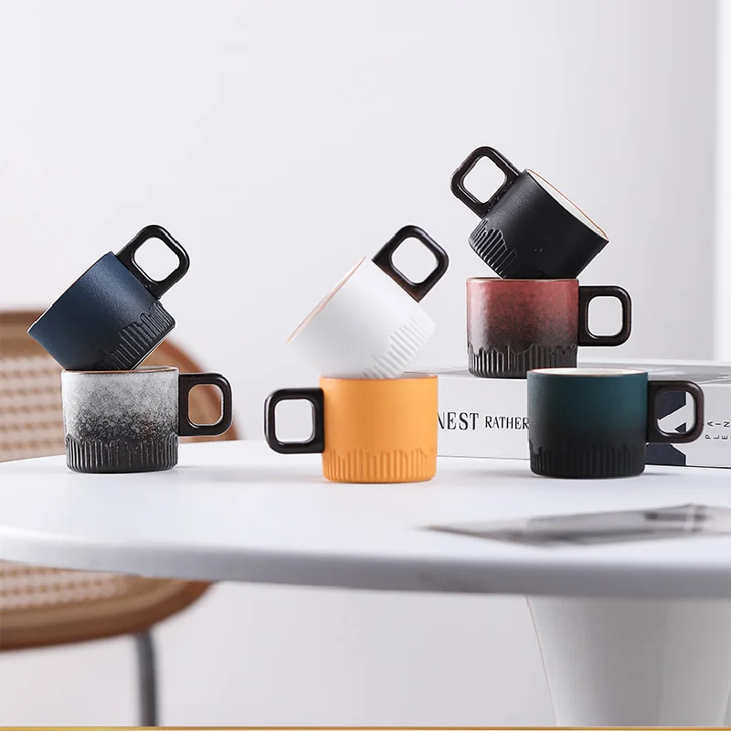 فنجان قهوة سيراميك 60مل بمقبض خشبي