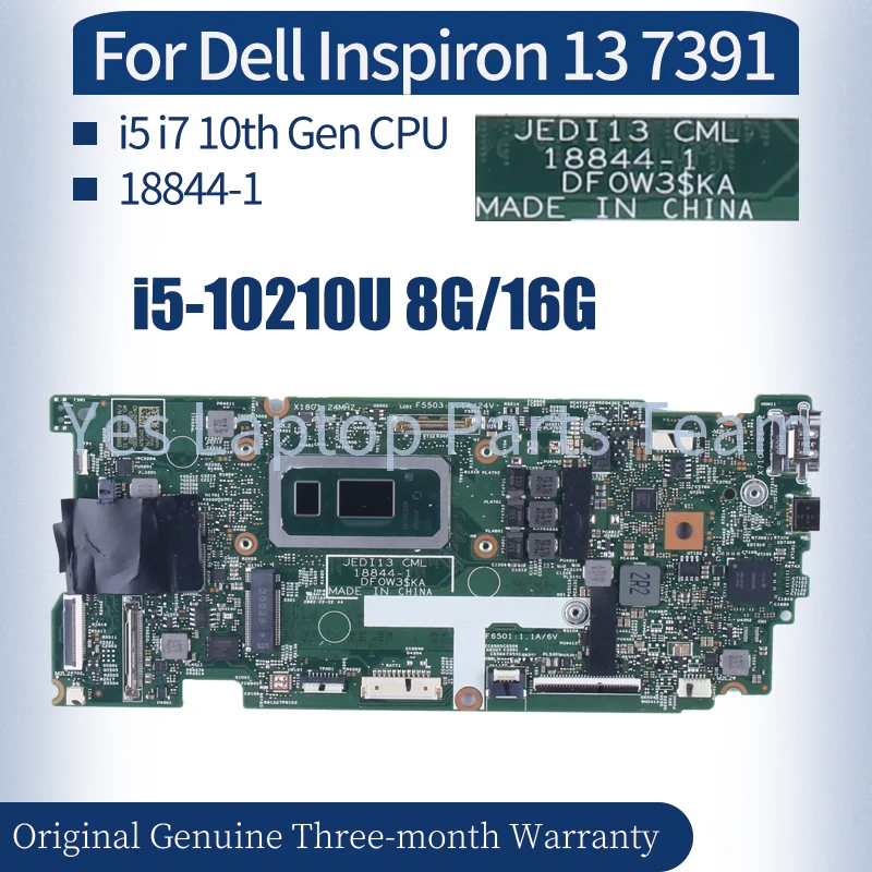 For Dell Inspiron 13 7391 Laptop Mainboard JEDI13 18844-1 0HF90F