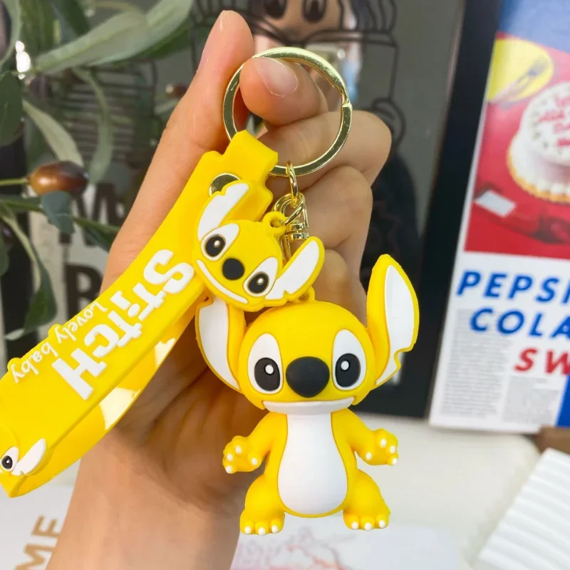 Anime Disney Keychain Kawaii Cartoon Lilo & Stitch Angie Cute Doll Keyring Ornament Key Chain Car Pendant Decorate Kids Gifts plush keychain key chain bunny keychain balloon dog keychain