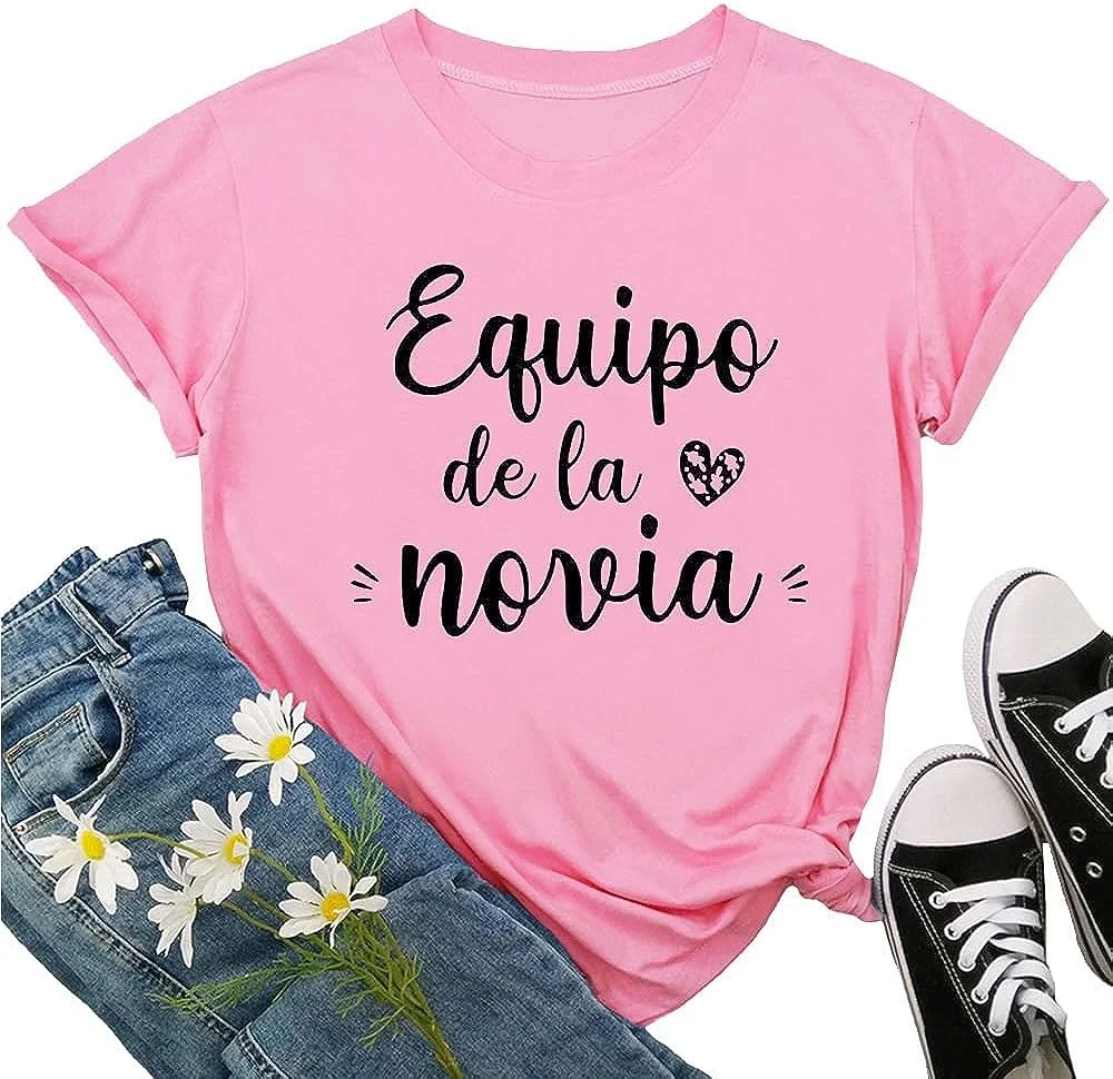 De la novia t shirt frauen spanisch boda espanol hochzeit t-shirt team braut evjf bachelor ette party hen party t shirt xx001