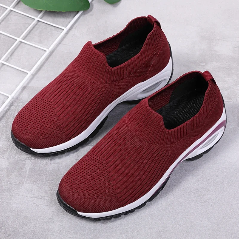 Women's Wedge Sock Sneakers - Pull-On Platform Sneaker With Air Cushion, Barefoot Feel