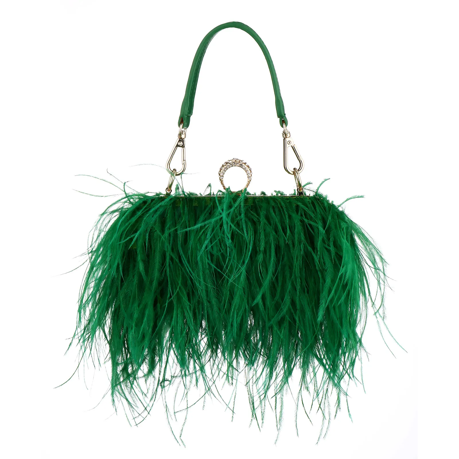 Women Evening Bag Luxury Ostrich Feather Evening Bags For Women Chain Shoulder Crossbody Bag Tassel Party Clutch Purse Green Wedding Handbags shoulder bags,women evening bag