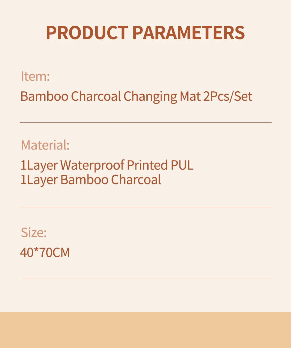2 Pcs/Set Bamboo Charcoal Changing Mat