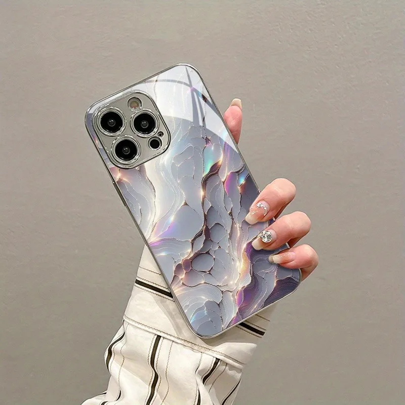 Vibrant Marble Electroplated Phone Case - Fashion-Forward Design