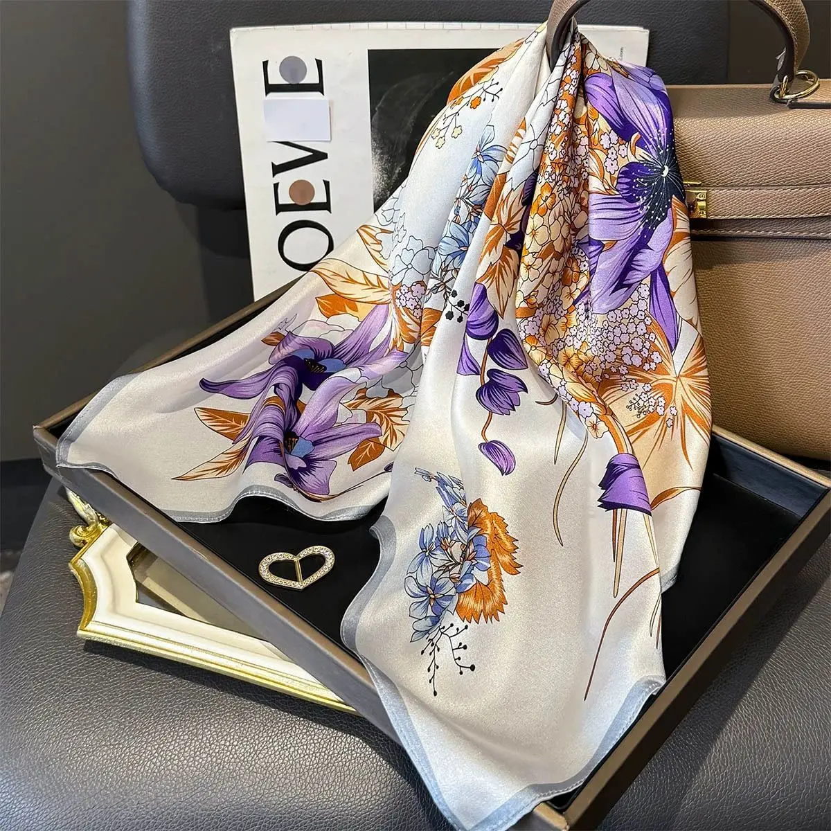100% Mulberry Silk Square Scarf for Women
