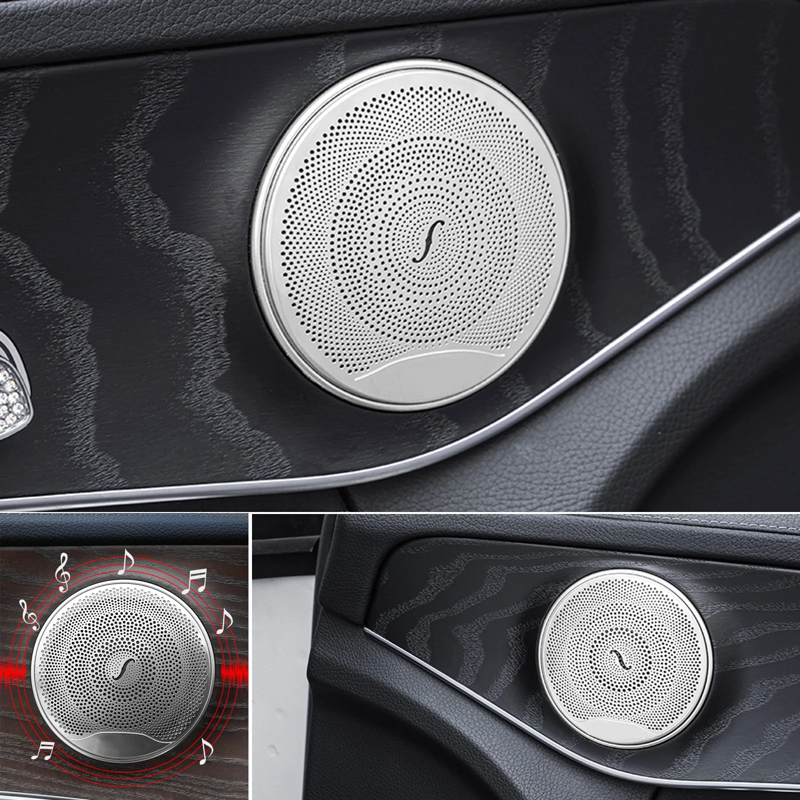 메르세데스 벤츠 W213 W205 X253 E C GLC 클래스 자동차 문짝 오디오 커버, 스피커 장식, 라우드 스피커 트림, 인테리어 액세서리, 4 개