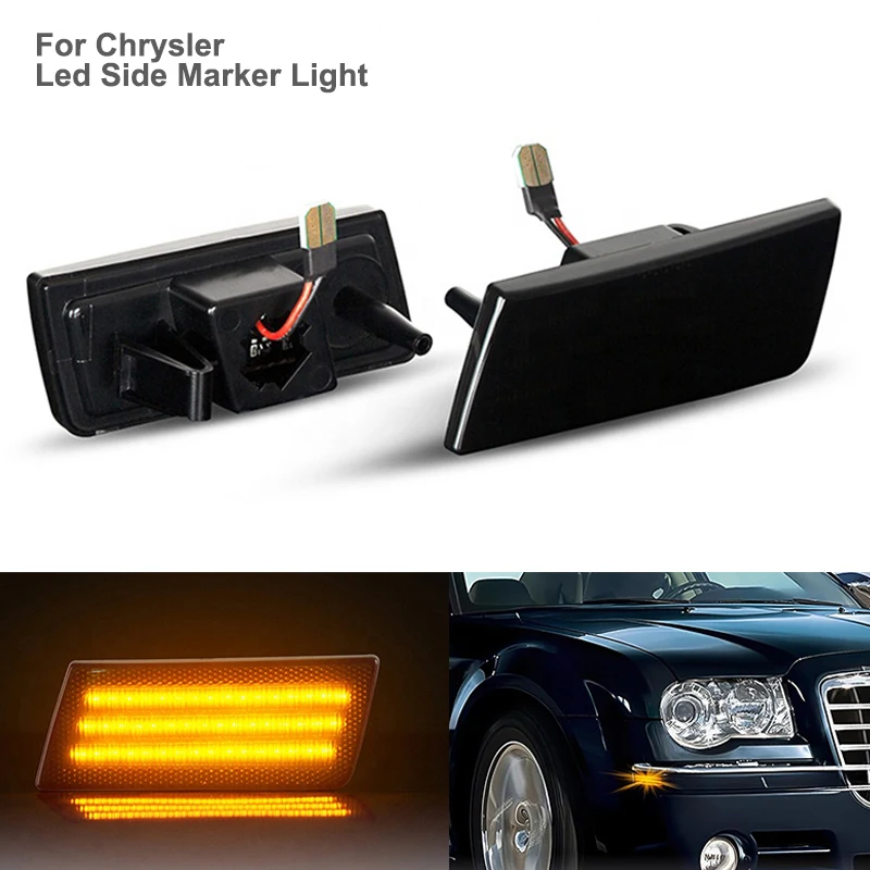 

SMOKED LENS LED FRONT SIDE MARKER LAMPS LIGHTS for 2005-2014 CHRYSLER 300 300C OEM# 4805860AA 4805861AA