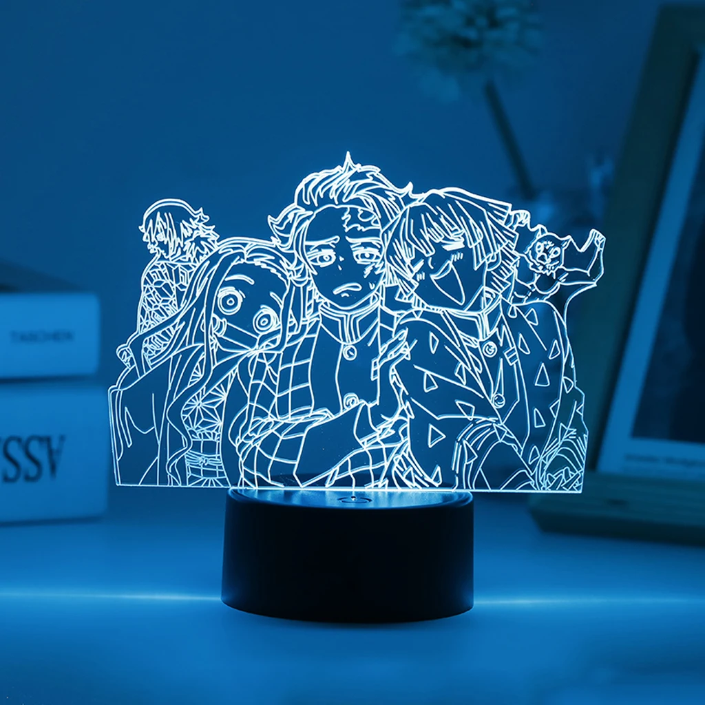 night light for bedroom Anime Demon Slayer Led Night Light 16 Colors Lamp Kimetsu No Yaiba For Kid Desk Decor Can Be Combined To Purchase Acrylic Board bright night light