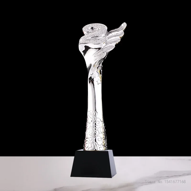 Customized Resin Trophy with Lettering Base, Plating Gold and Silver Copper, Plating, 1,2,3, Competition, Award, Home Decor, 1Pc