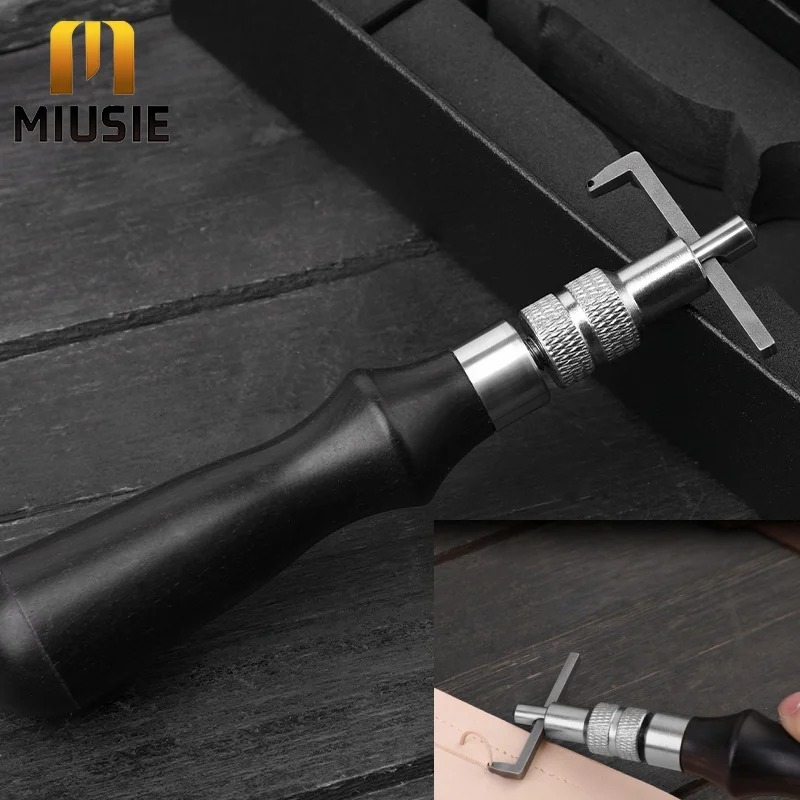 MIUSIE Adjustable Leather Stitching Groover and Creasing Edge Beveler Leathercraft Kit Carving Cutting Edge Tools Leather Groove