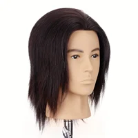 Tête de Mannequin 100% cheveux humains pour hommes, 8 pouces, pour coiffeur, pratique du beauté, formation au coiffeur, tête de Mannequin avec support à pince (bl naturel) 2