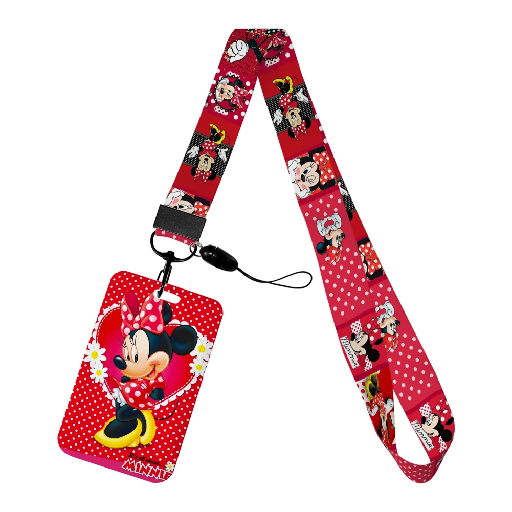 Cute Disney Mickey Minnie Lanyards ID Badge Holder Strap Bus Card Case Pass Case Cover Slip Bank Cardit Card Holder Kids Gift