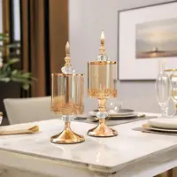 Luxury Crystal Glass Storage Jar with Lid for Home Decor European American Style Coffee Table Lace Candy Jar for Living Room 2