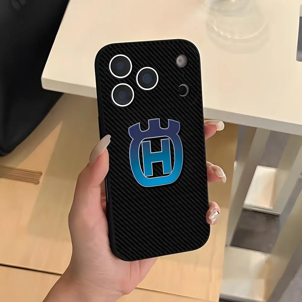 Sleek Black Soft Shell Phone Case Featuring Cool Husqvarna Design
