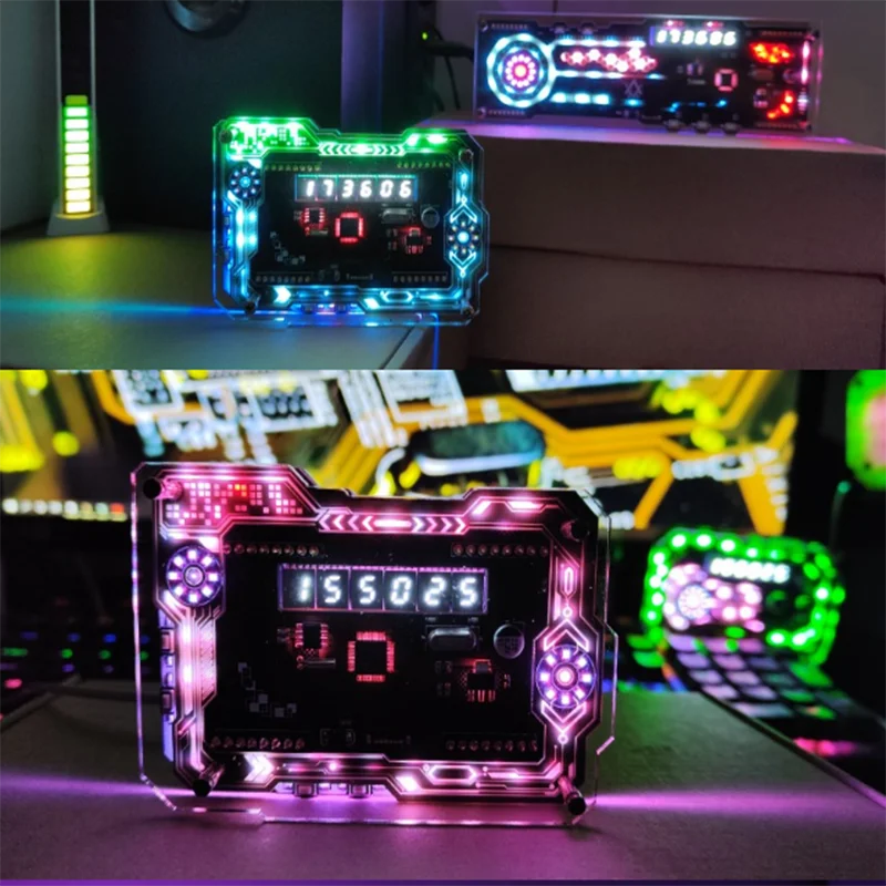 Cyberpunk Rgb Led Nixie Fluorescent Tube Clock Digital Table Displaydesktop, Cyberpunk, Esports