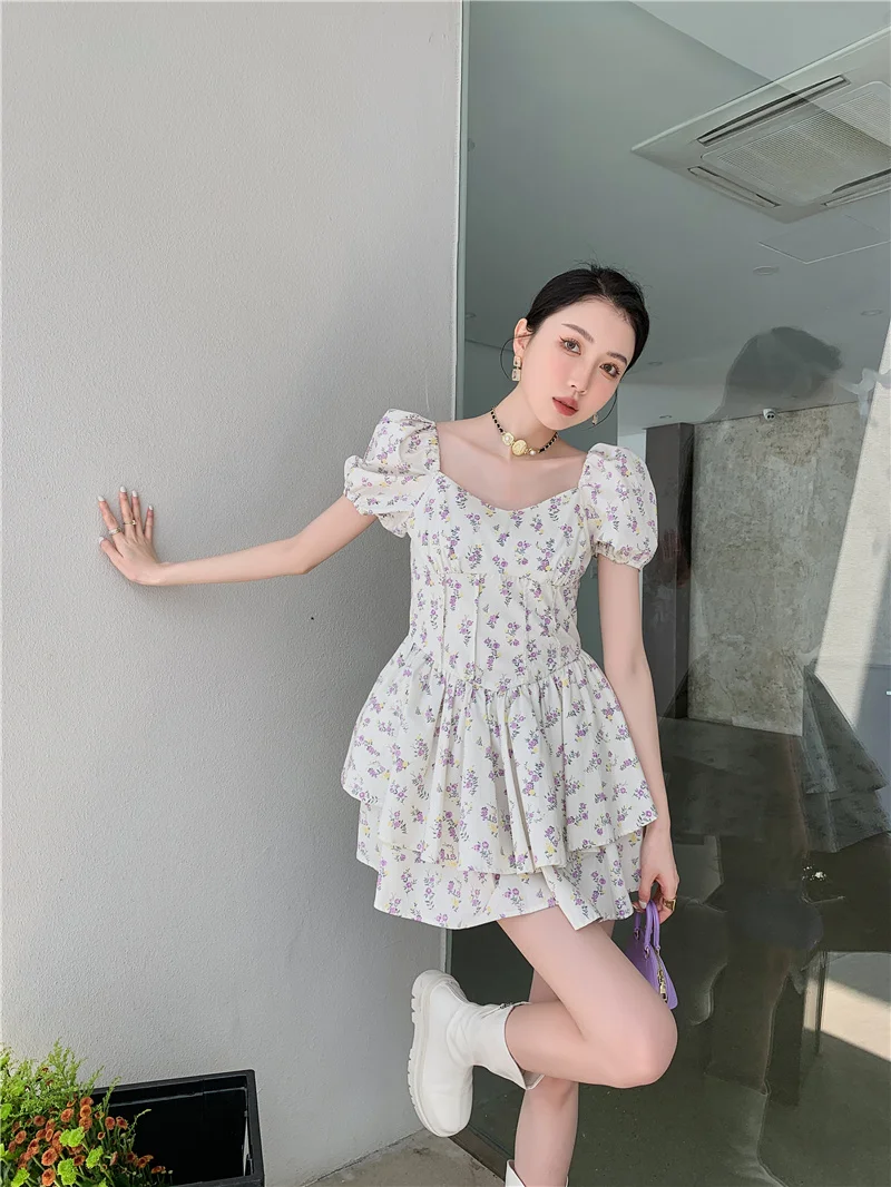 Double Layer Cake Puff Sleeve Dress Double Layer Cake Puff Sleeve Dress