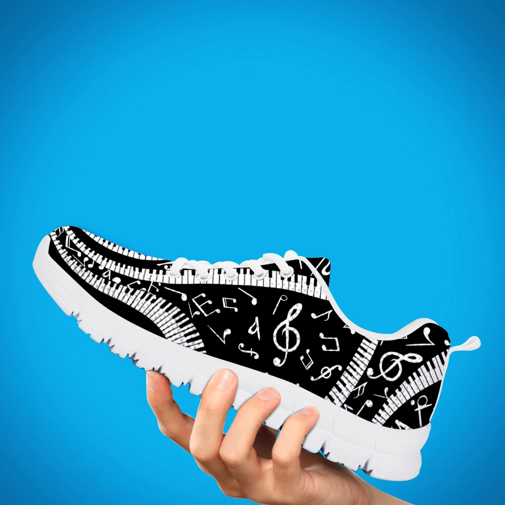 INSTANTARTS Autumn Women Flats Shoes Art Style Piano Keyboard Music Note Print Air Mesh Casual Sneakers 2022 Zapators De Mujer