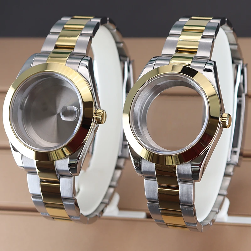

36mm 40mm Stainless Steel Gold And Silvery Men's Watch Cases Bracelet Parts For nh34 nh35 nh36 Miyota 8215 Movement 28.5mm Dial