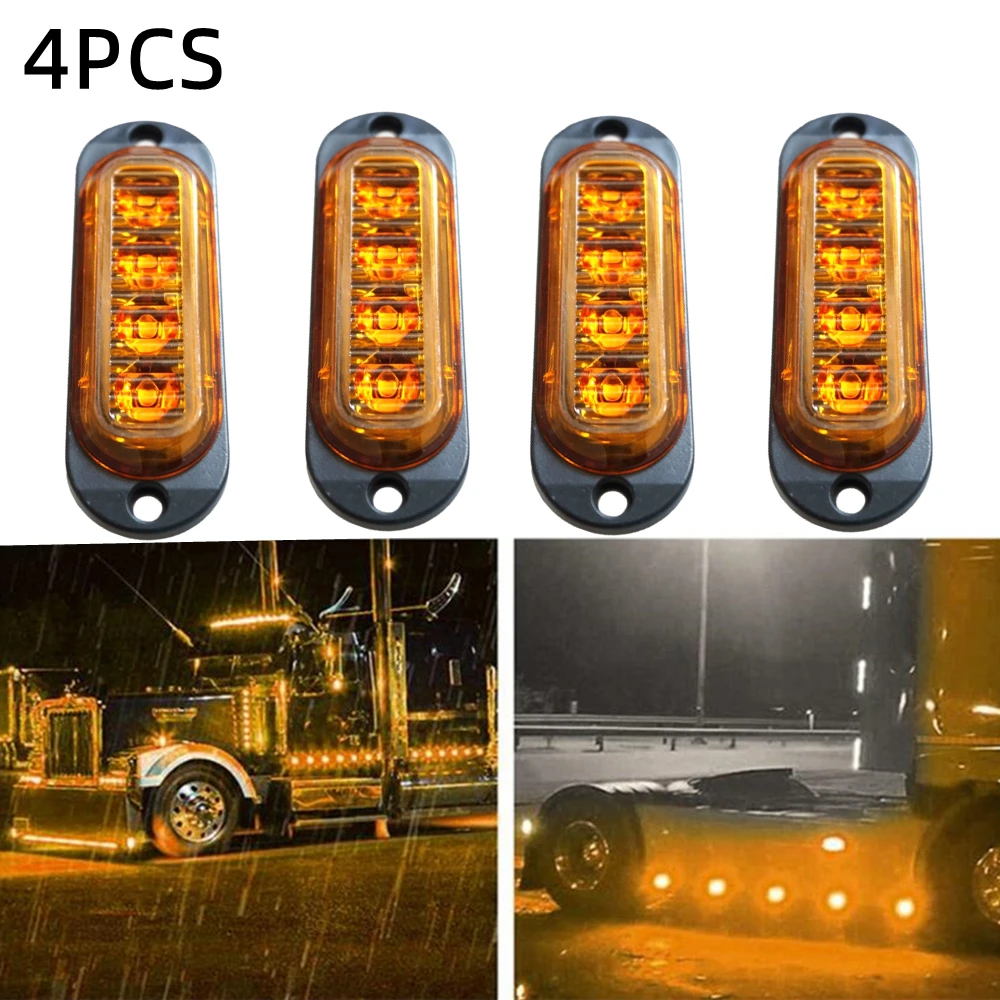 4Pcs 12V-24V Led Luci Di Posizione Laterali Avvertimento Fanale Posteriore Auto Auto Luci Esterne Rimorchio Camion Camion Giallo Arancione Bianco Ross