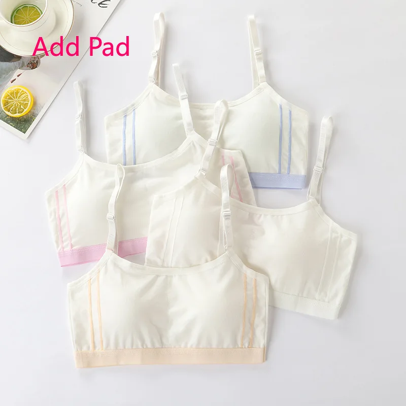 4 Pieces/Lot Children Underwear Cotton Girls Bras Soft Sponge Cup Puberty  Girls Training Bra Breathable Teenage Girl Brassiere