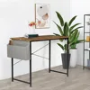 AluminumOak Finish Writing Desk,With USB PortComputer Desks Small Office Desk40Inch Writing Desks with Storage Bag ,Wooden Desk 3