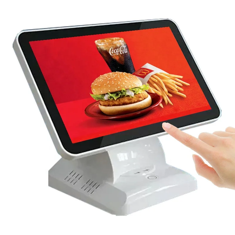 Gmaii computer desktop computer win 10 dual lcd screen cash register with 58mm receipt prin
