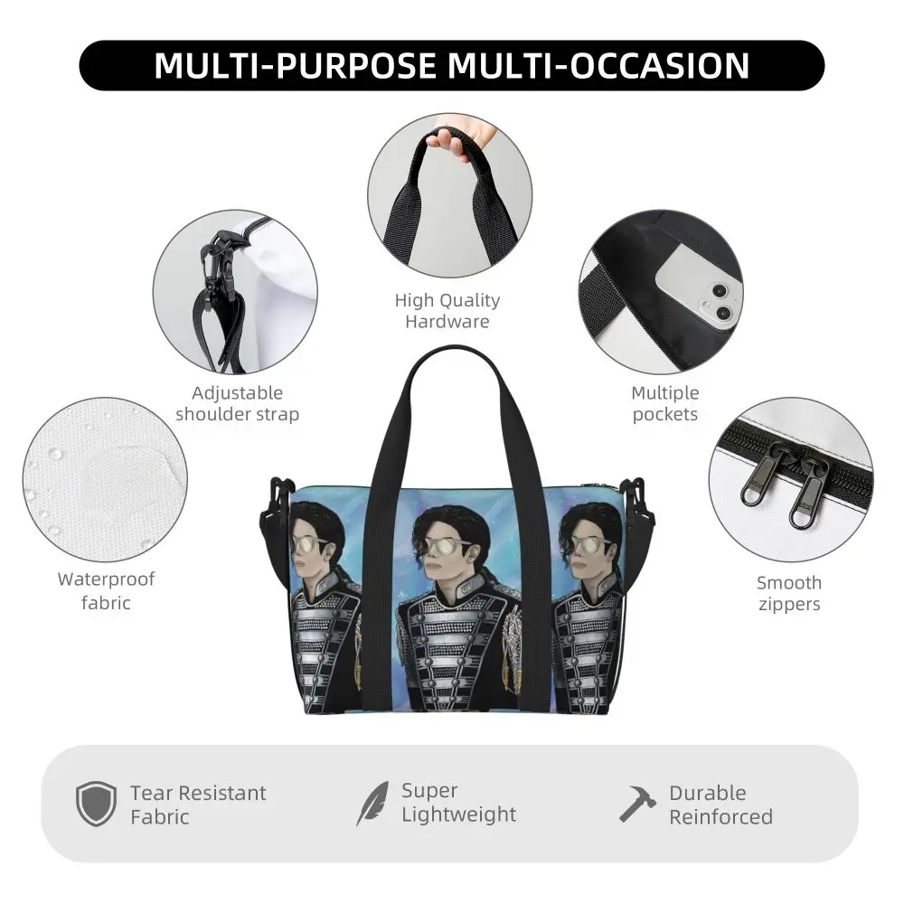 Michael Jackson Musicians Singers Dancers Beach Travel Bag Large Capacity Tote Bags for Sport Women Shopping Duffle Shoulder Bag