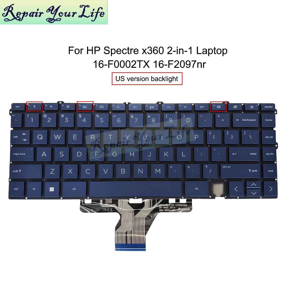 Teclado Retroiluminado dos Eua para hp Laptop em Spectre X360 16-f 16-f0013dx F0023dx F1013dx F1747nr F0035nr M85604 M83497 001
