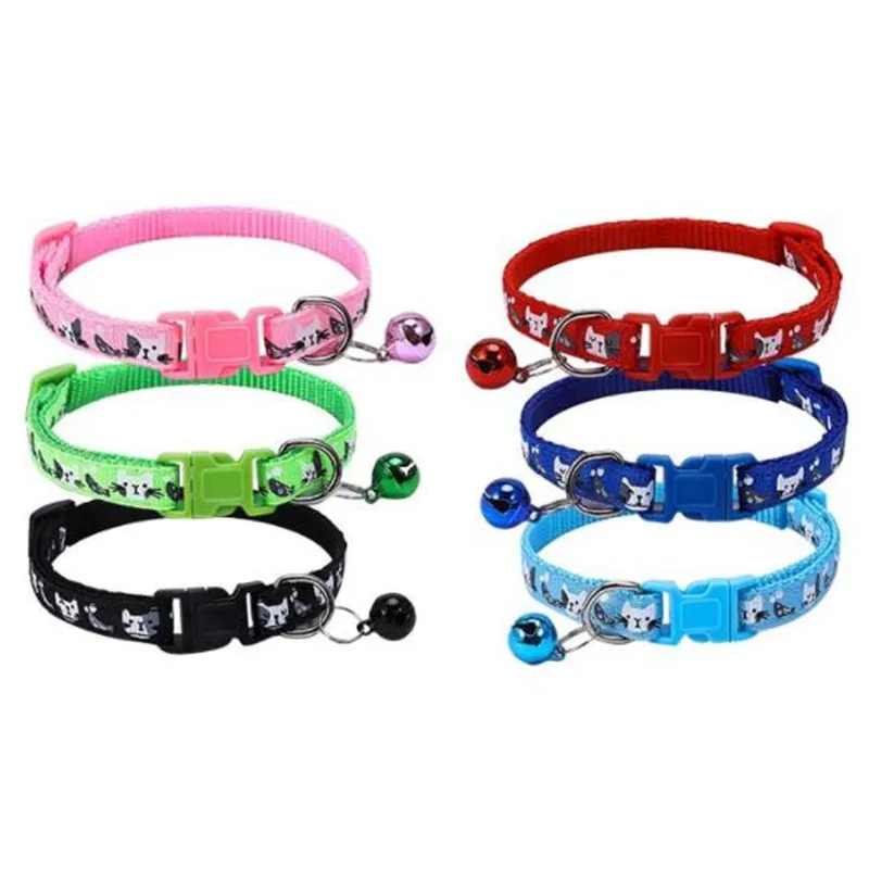 Fashion Pet Cat Collar Colorful Pattern Cute Bell Adjustable Collars