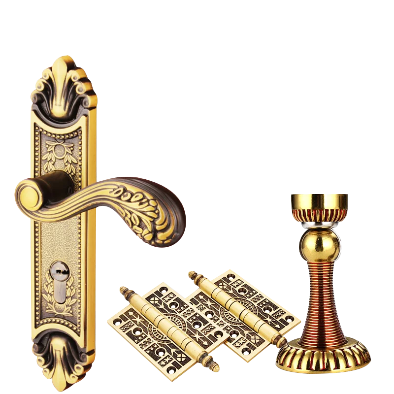 

SELECT KING GUARD European type classical brass material rose golden cylindrical handle door lock for home