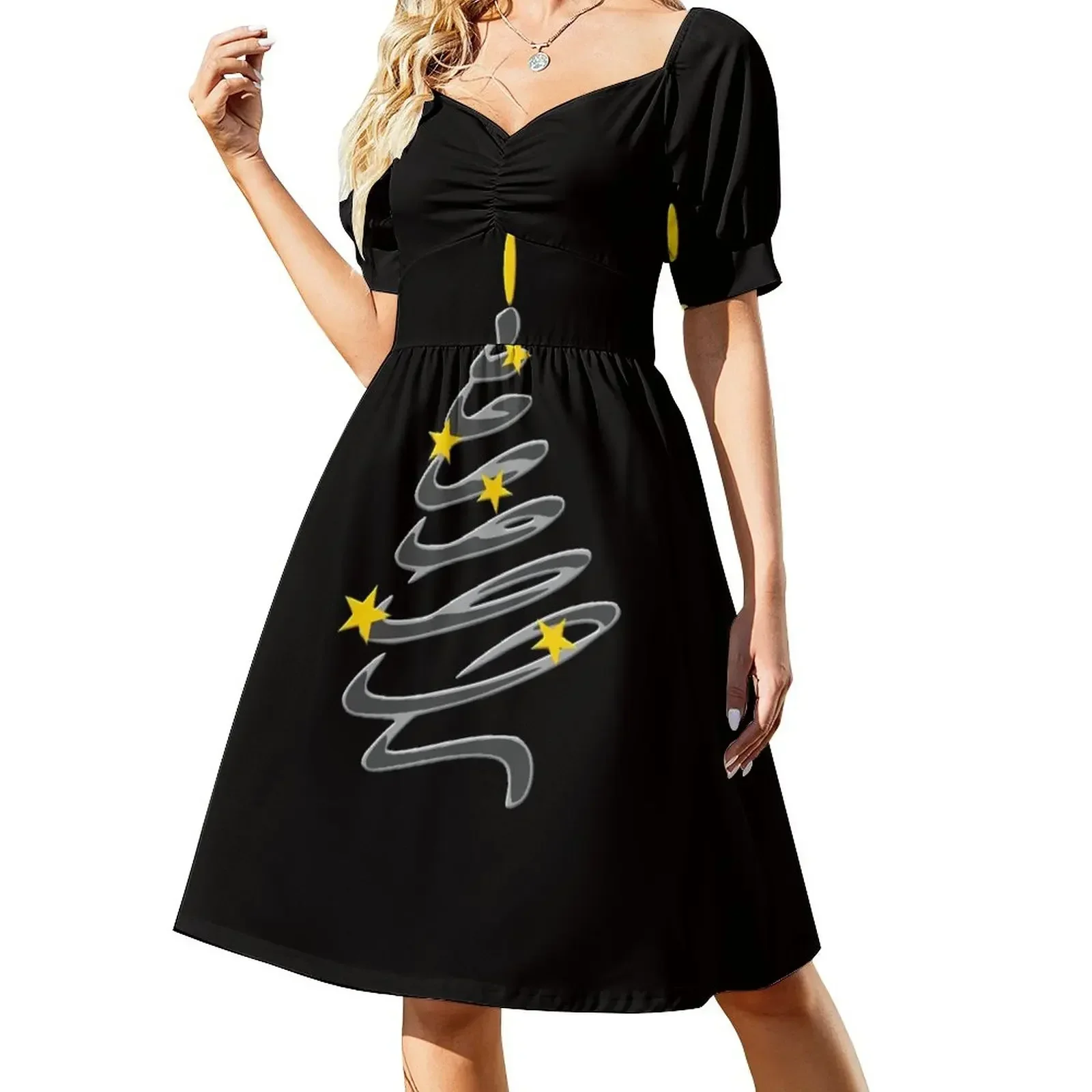 thumbnail image 1 of Vestido de manga corta con árbol Vestido mujer ropa mujer tendencia, 1 of 7