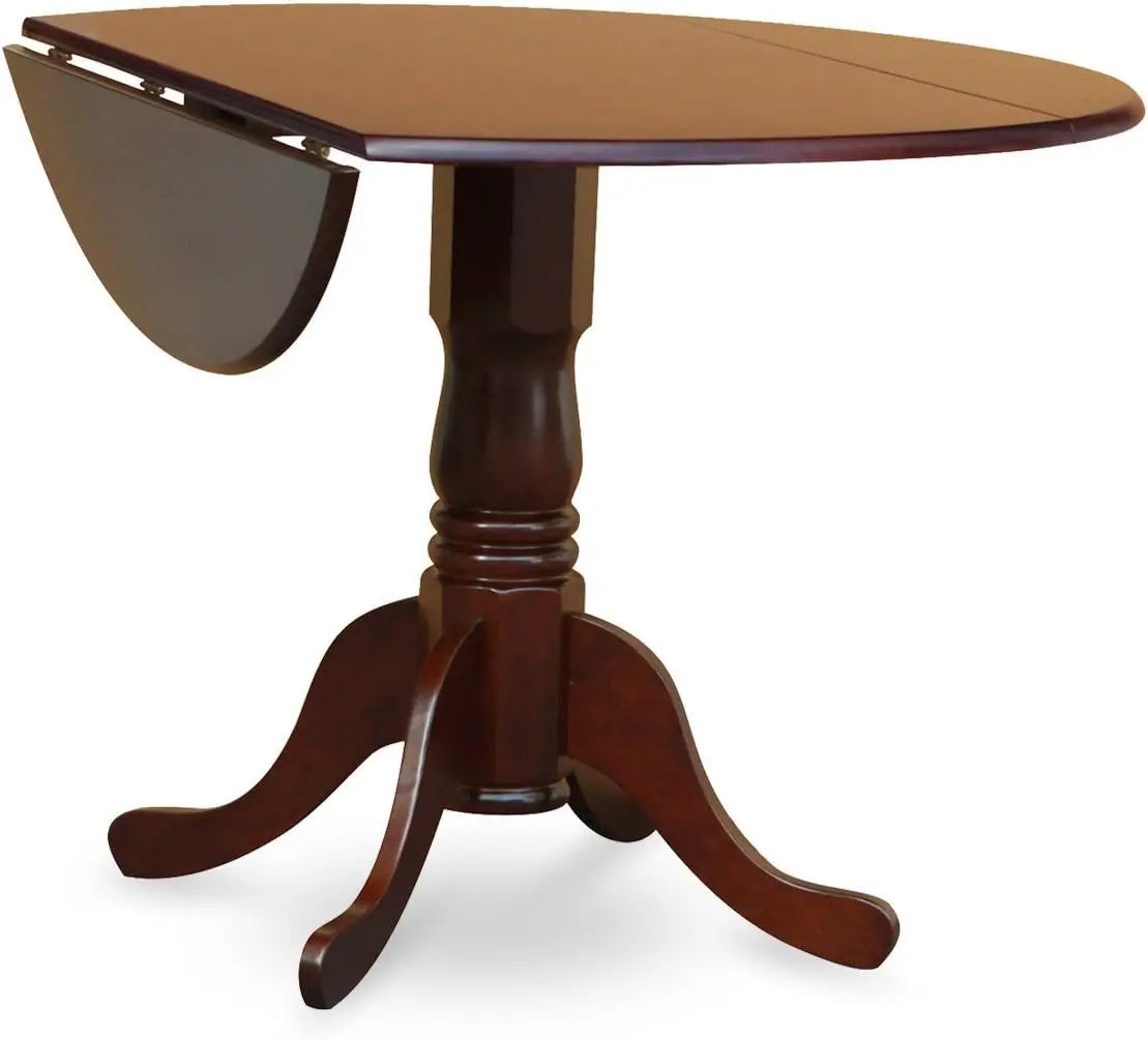 new-3 Piece Kitchen Table & Chairs Set Contains a Round Dining Room Table with Dropleaf and 2 Linen Fabric Upholstered