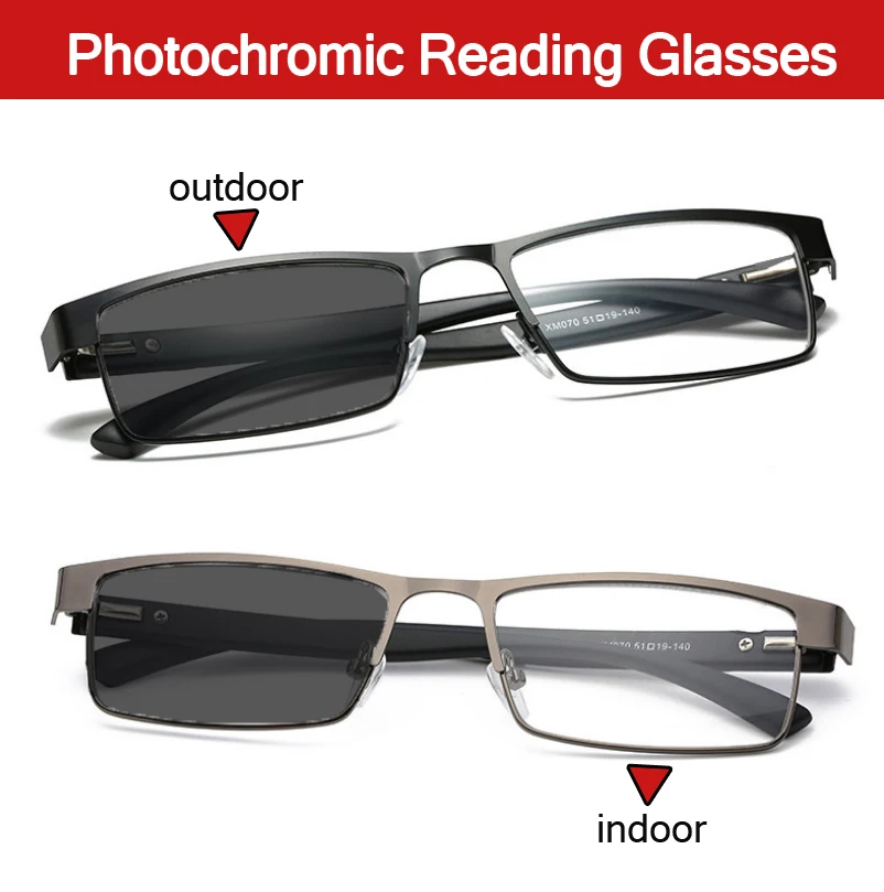 

Women Men High Qualit Alloy Frame Photochromic Reading Glasses Luxury Business Far Sight Optical Prescription Spectacles Eyewear