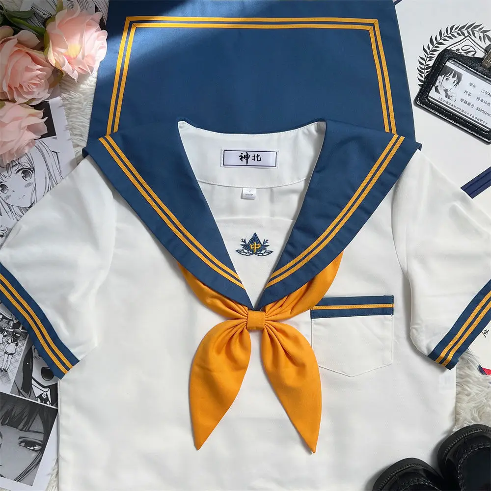 Japanese Schoolgirls Sailor Top Tie Pleated Skirt Outfit Women School Uniform Dress Cosplay Costume Japan Anime Girl Lady Lolita